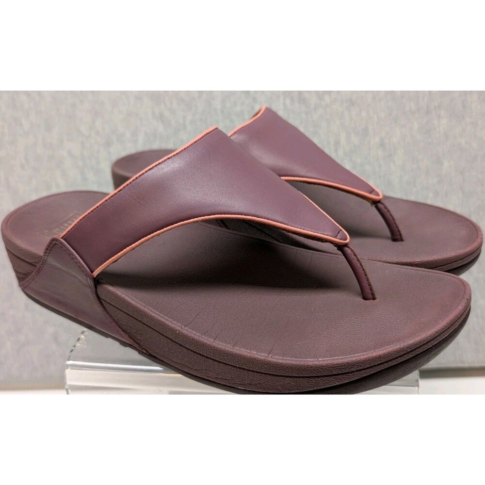 FitFlop Womens Sandals Lulu Eggplant Purple Wedge Thong Flip Flops Womens Sz 9